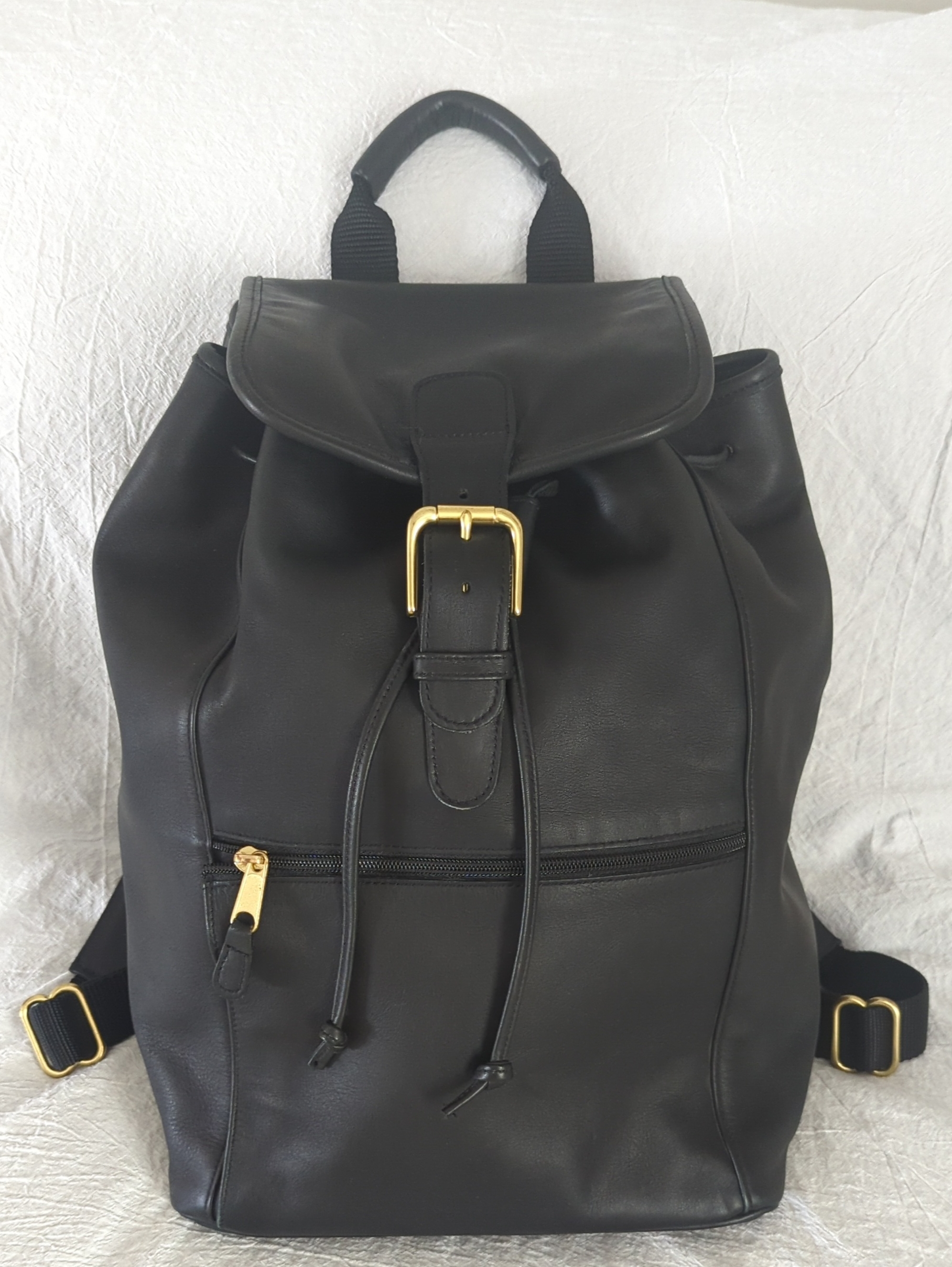 Vintage Coach Black Leather Xl Backpack Rucksack 90s Style 0529
